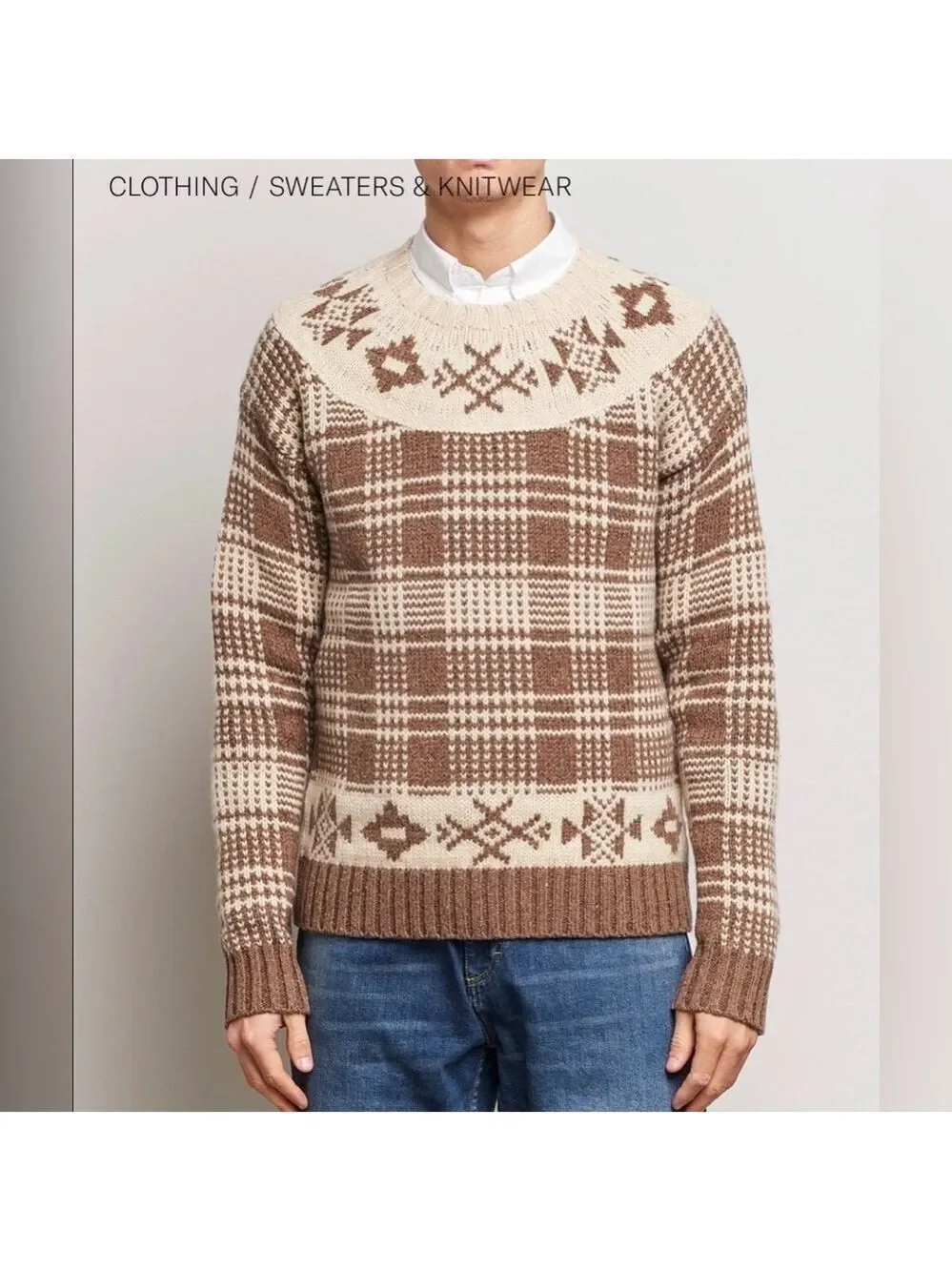 Polo Ralph Lauren Vestiaire Collective Nordic-Style Wool Linen Plaid Sweater S